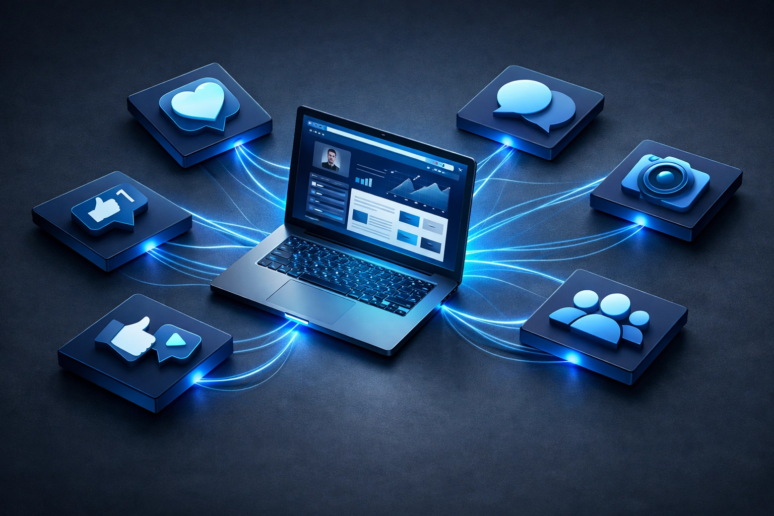 Social media management services integrated with a professional business website ecosystem.