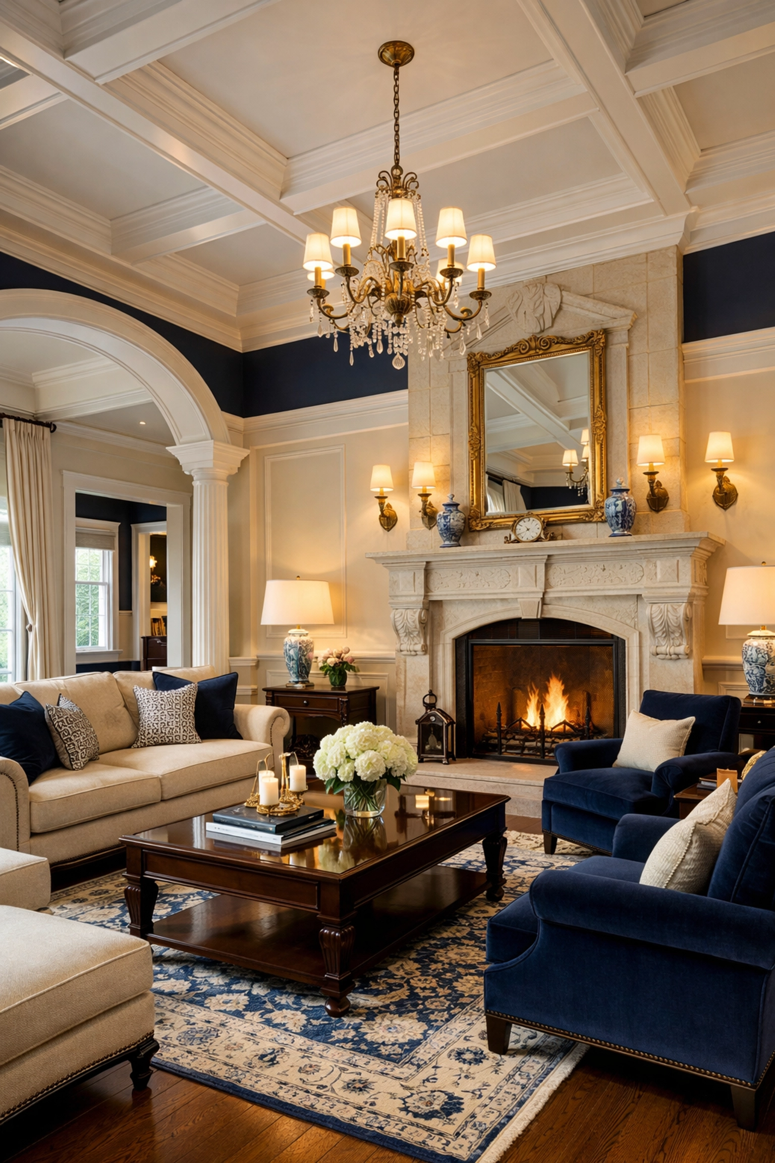 Spotless luxury living room in a Dunstable estate showcasing high-end residential house cleaning services.