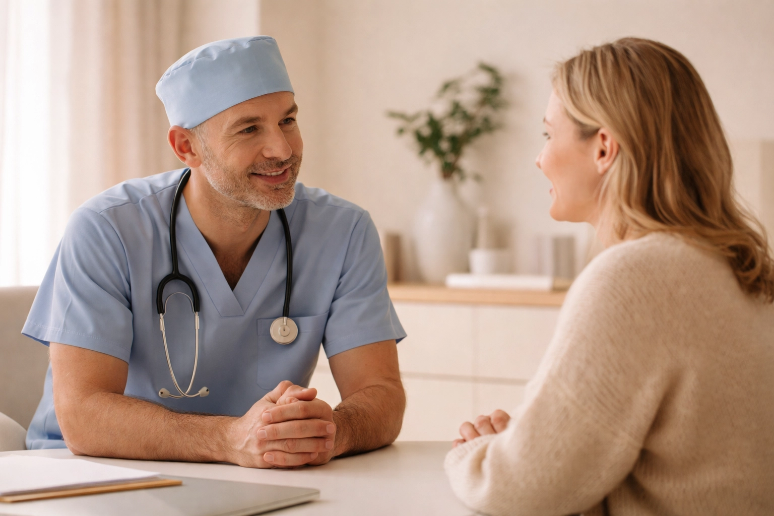 Dr. Do providing personalized breast implant consultation at his Houston cosmetic surgery practice