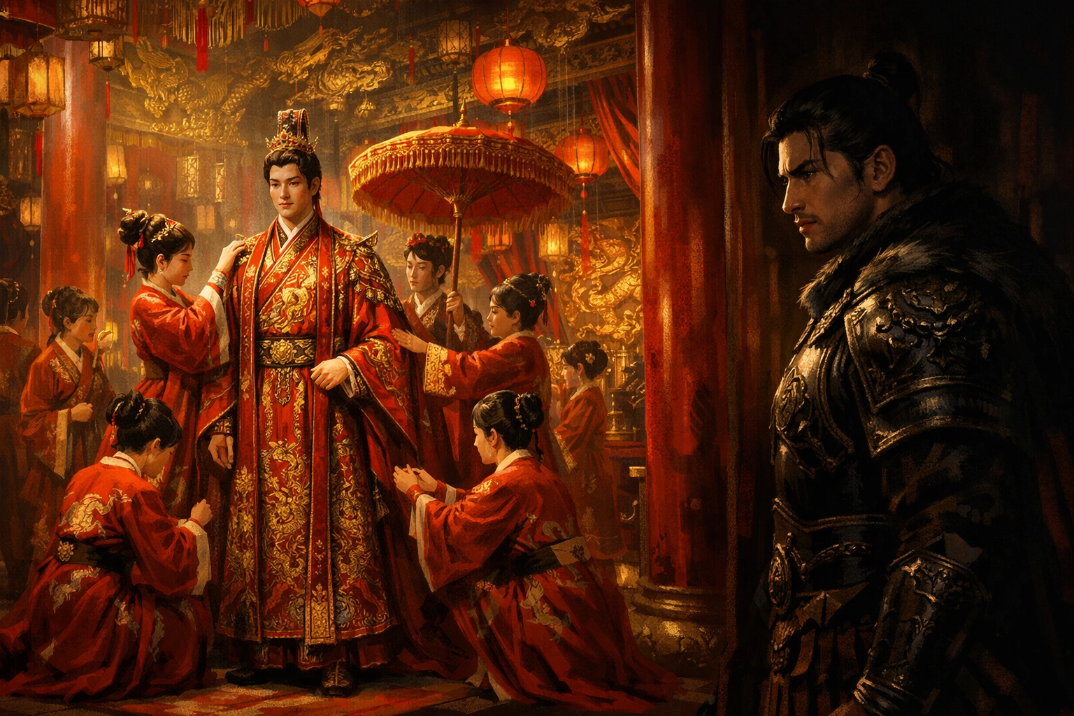 Royal wedding ceremony preparations as a protector watches his prince from the shadows - gay historical romance