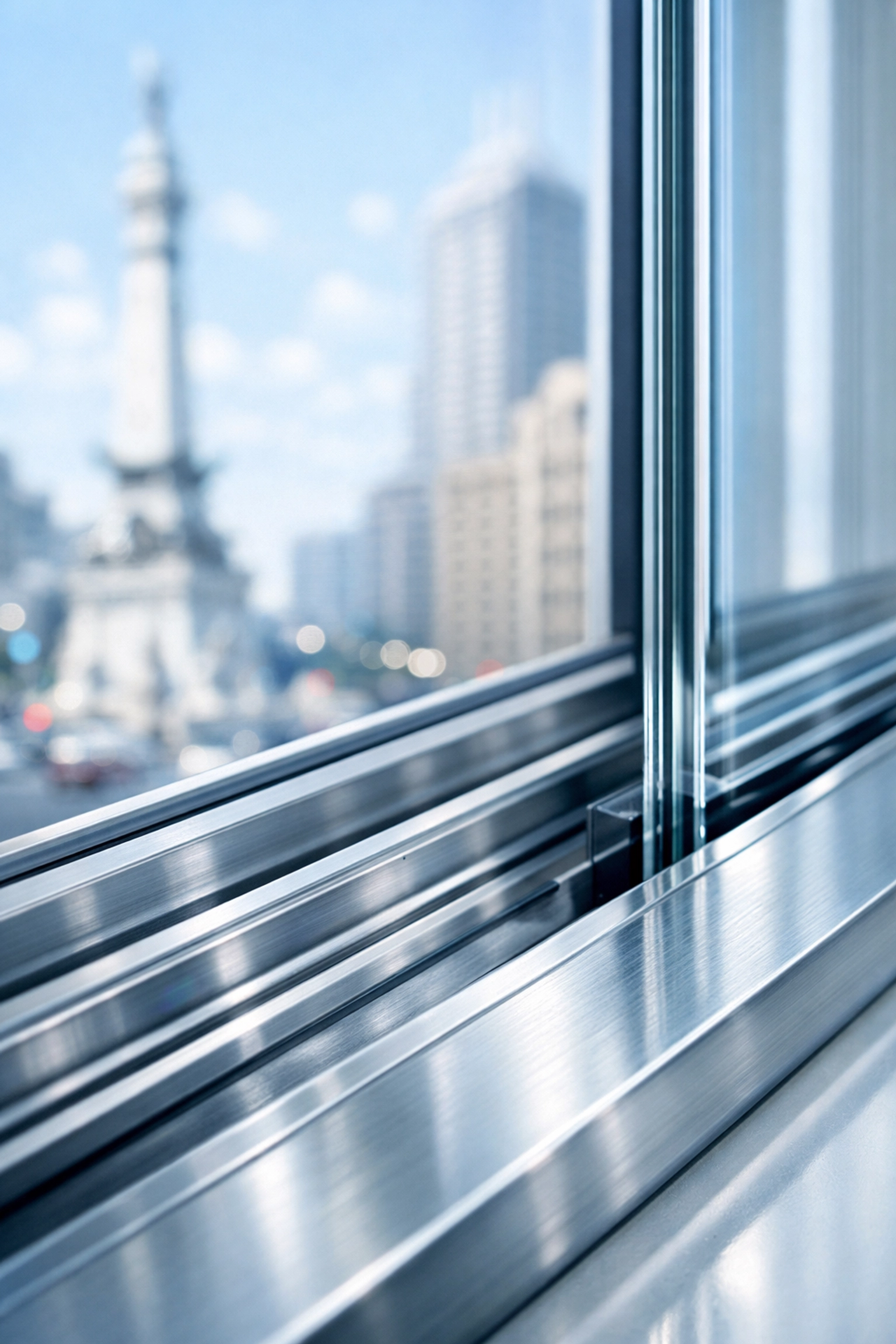 Close-up of a professionally cleaned window track in an Indianapolis rental property.