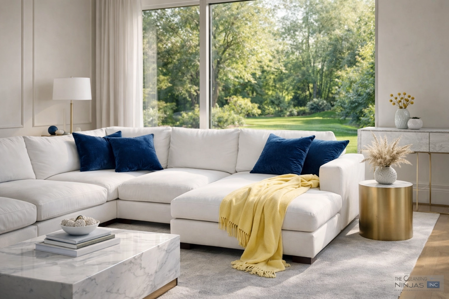 A spotless living room showing the benefits of weekly house cleaning for a stress-free weekend.