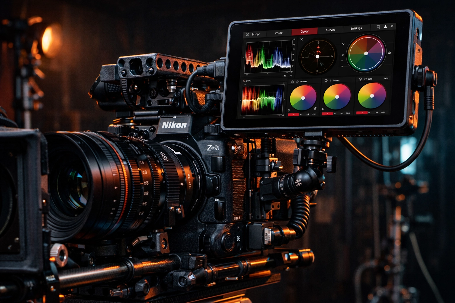 Nikon Z9 II mirrorless camera on a professional cinema rig highlighting the latest 2026 software updates.