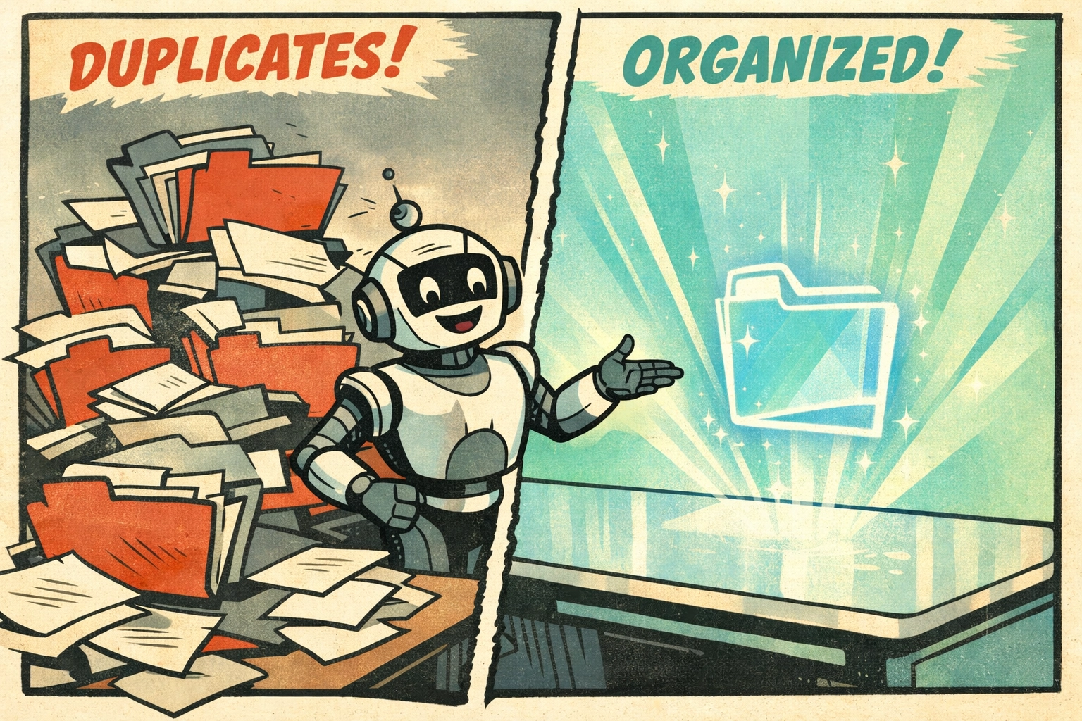 Before and after comparison showing elimination of duplicate data through automated hygiene