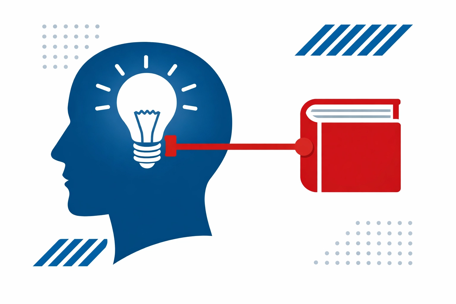 Training book connected to a brain icon representing memory retention for Transport Manager CPC exams.