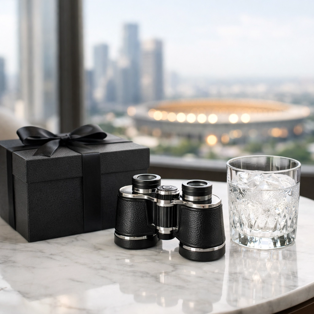 VIP guest welcome package in a luxury hotel suite featuring executive gifts for high-end corporate hosting.