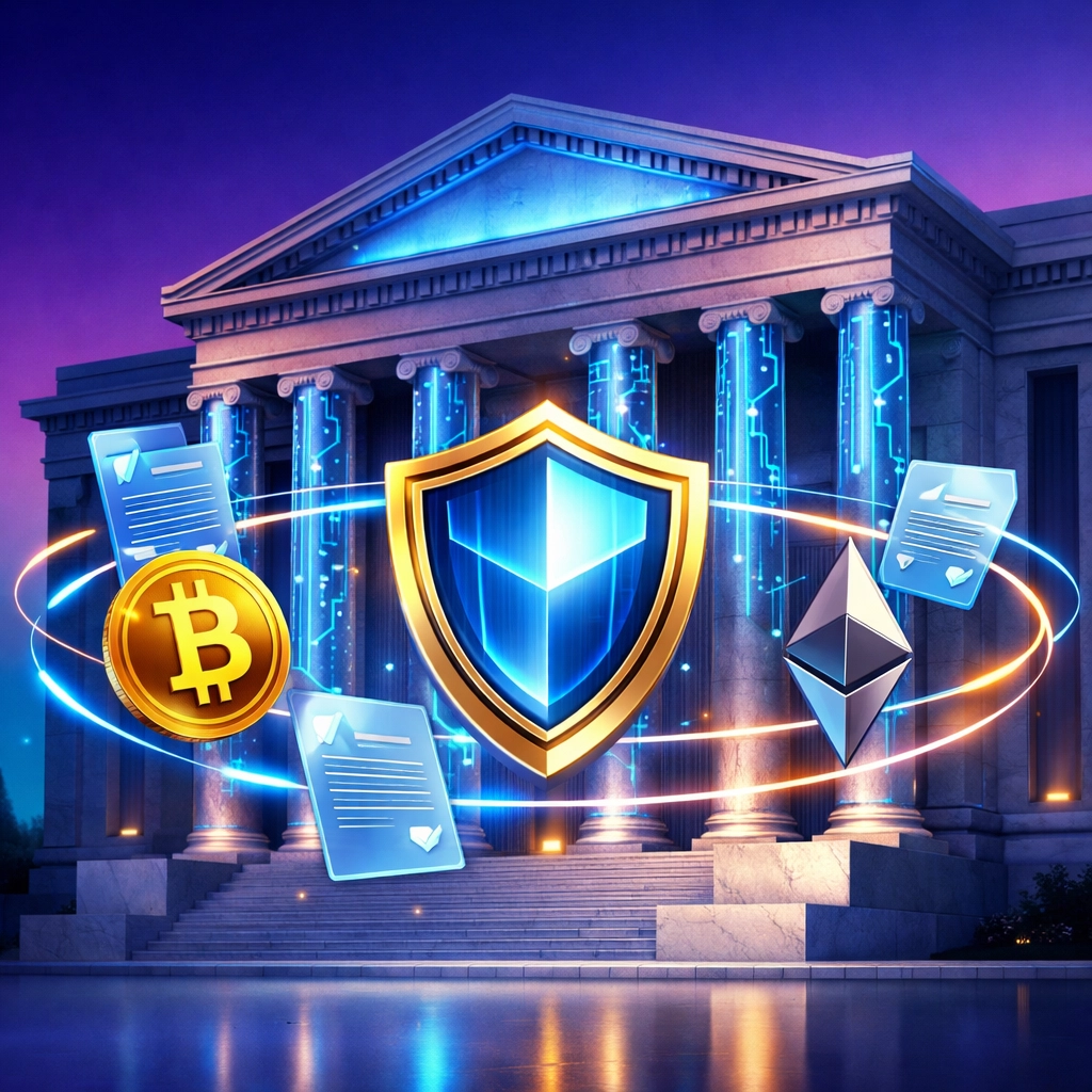 Federal cryptocurrency regulation framework with digital security and compliance protection