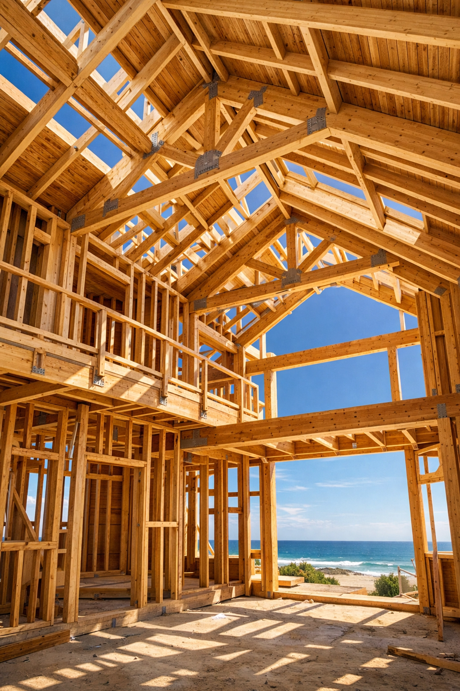 Custom home construction framing in coastal North Carolina