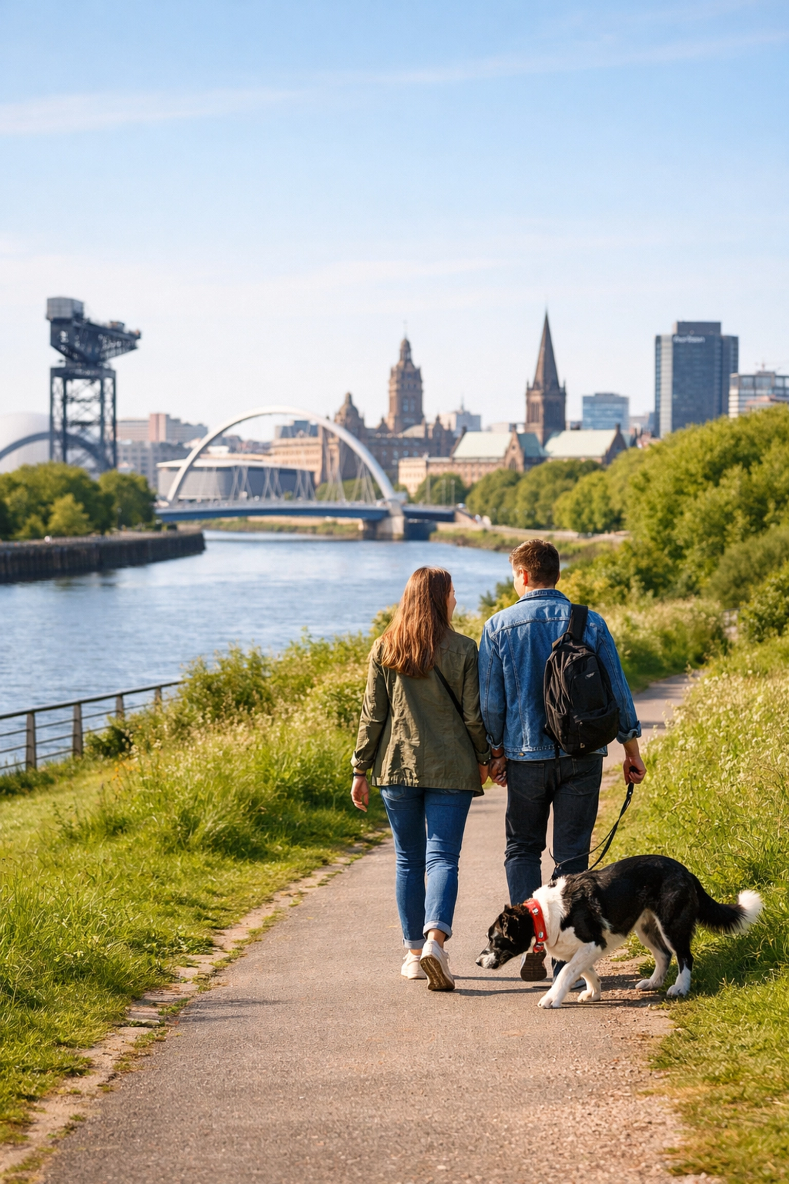 A couple walking near Richmond Park in Oatlands, highlighting the city-edge lifestyle and green spaces in G5 Glasgow.