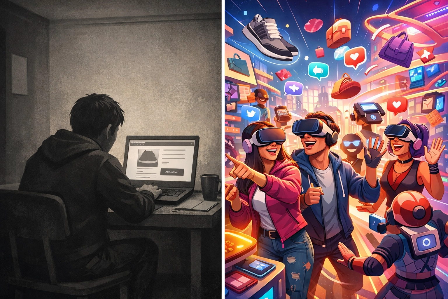 Comparison of traditional e-commerce versus social metaverse shopping experience