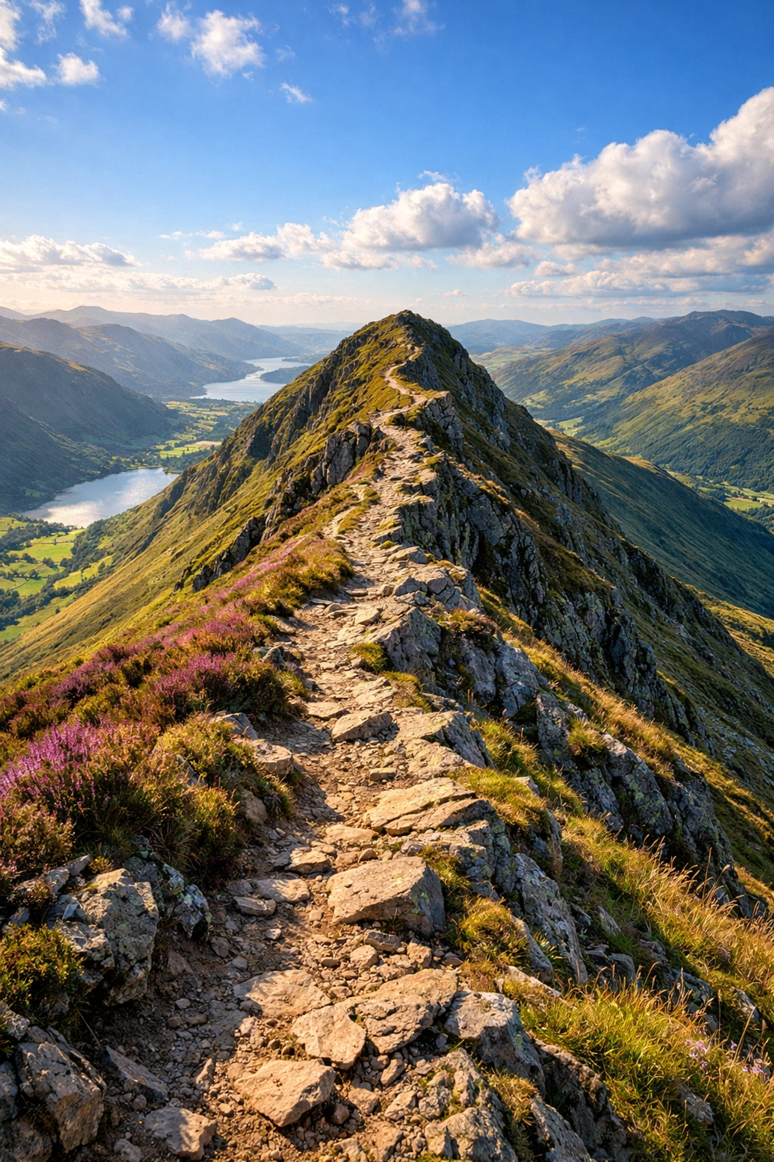 Dramatic Lake District ridge walk with panoramic mountain views along guided route