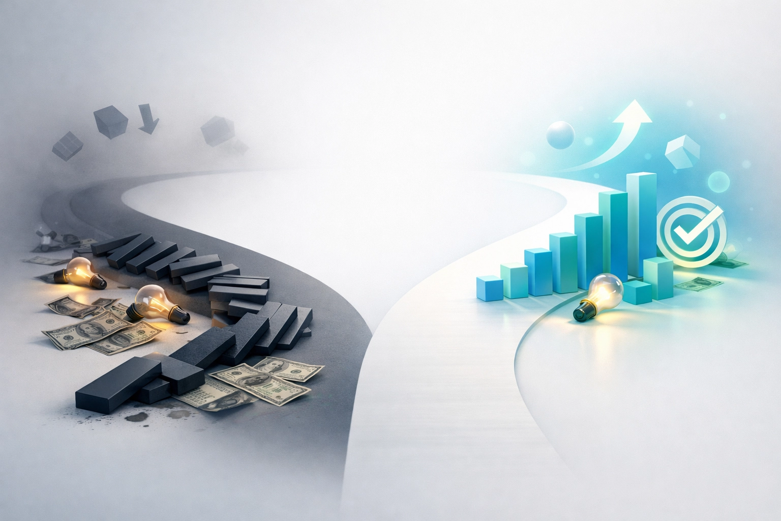 Two paths showing failed versus successful treatment center marketing compliance outcomes