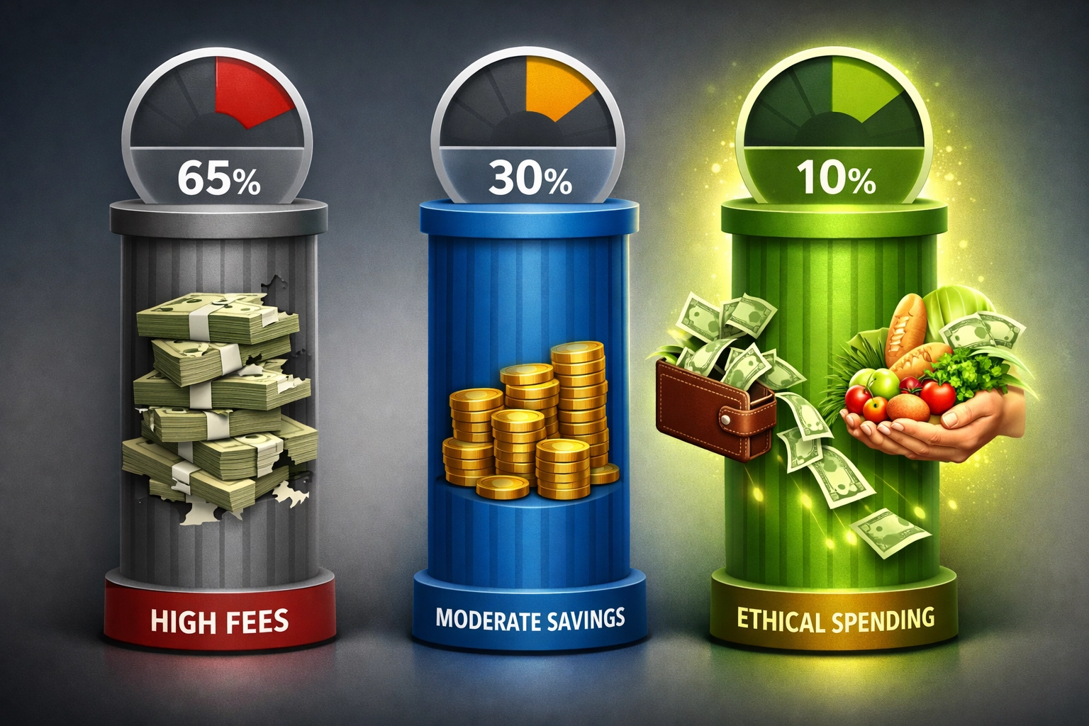 Payment fee comparison showing crypto savings and social impact allocation for hunger relief
