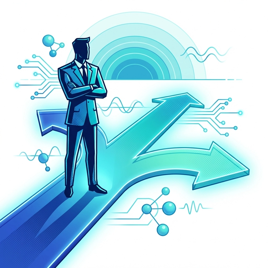 Pop-art style agent at a crossroads choosing between SmartZip, Offrs, and Next List Ai predictive platforms.