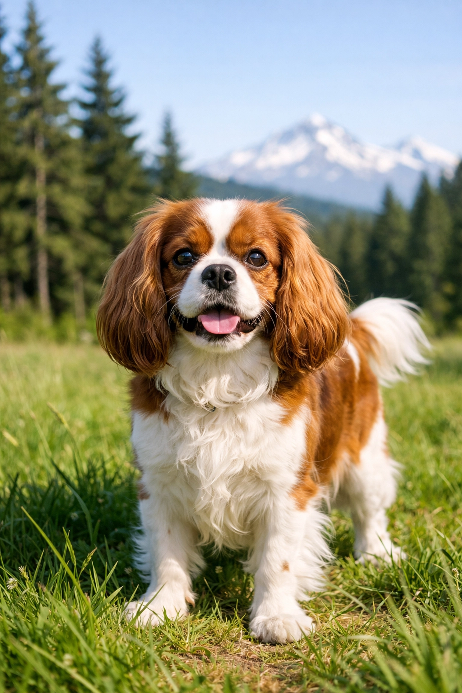 Health-tested Cavalier King Charles Spaniels Portland OR enjoying a vibrant green meadow.