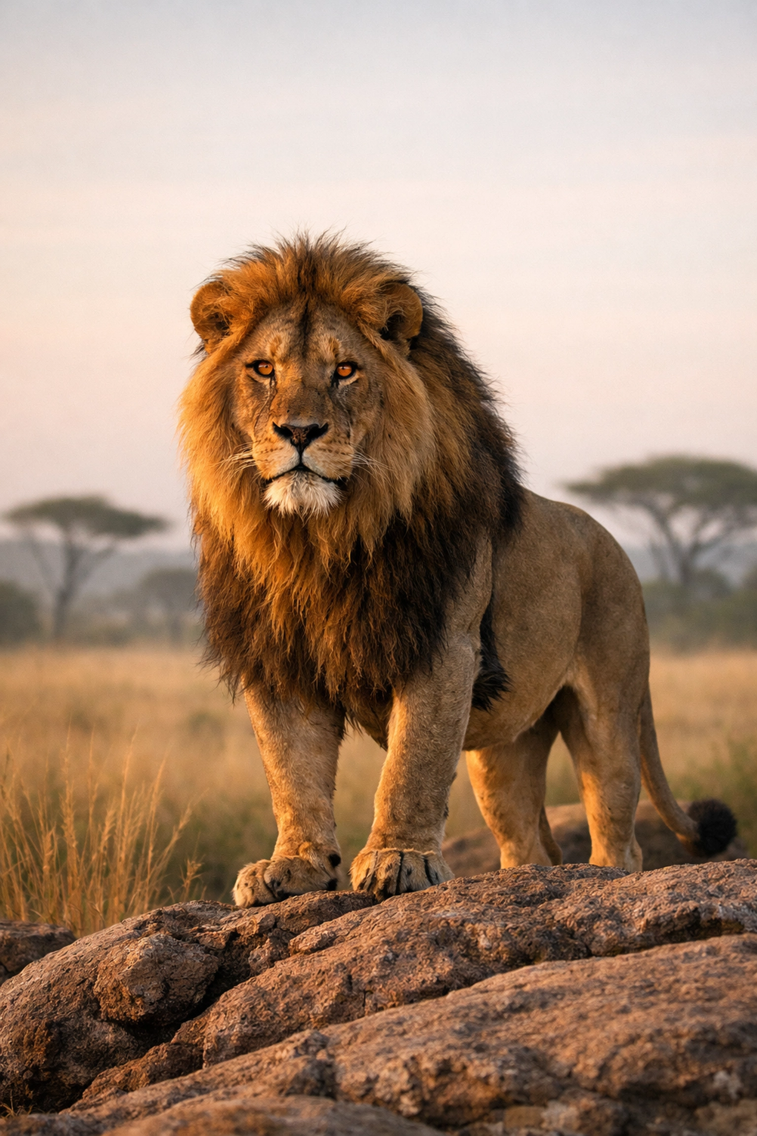 A majestic male lion at sunrise, illustrating high-engagement wildlife photography for a species spotlight.