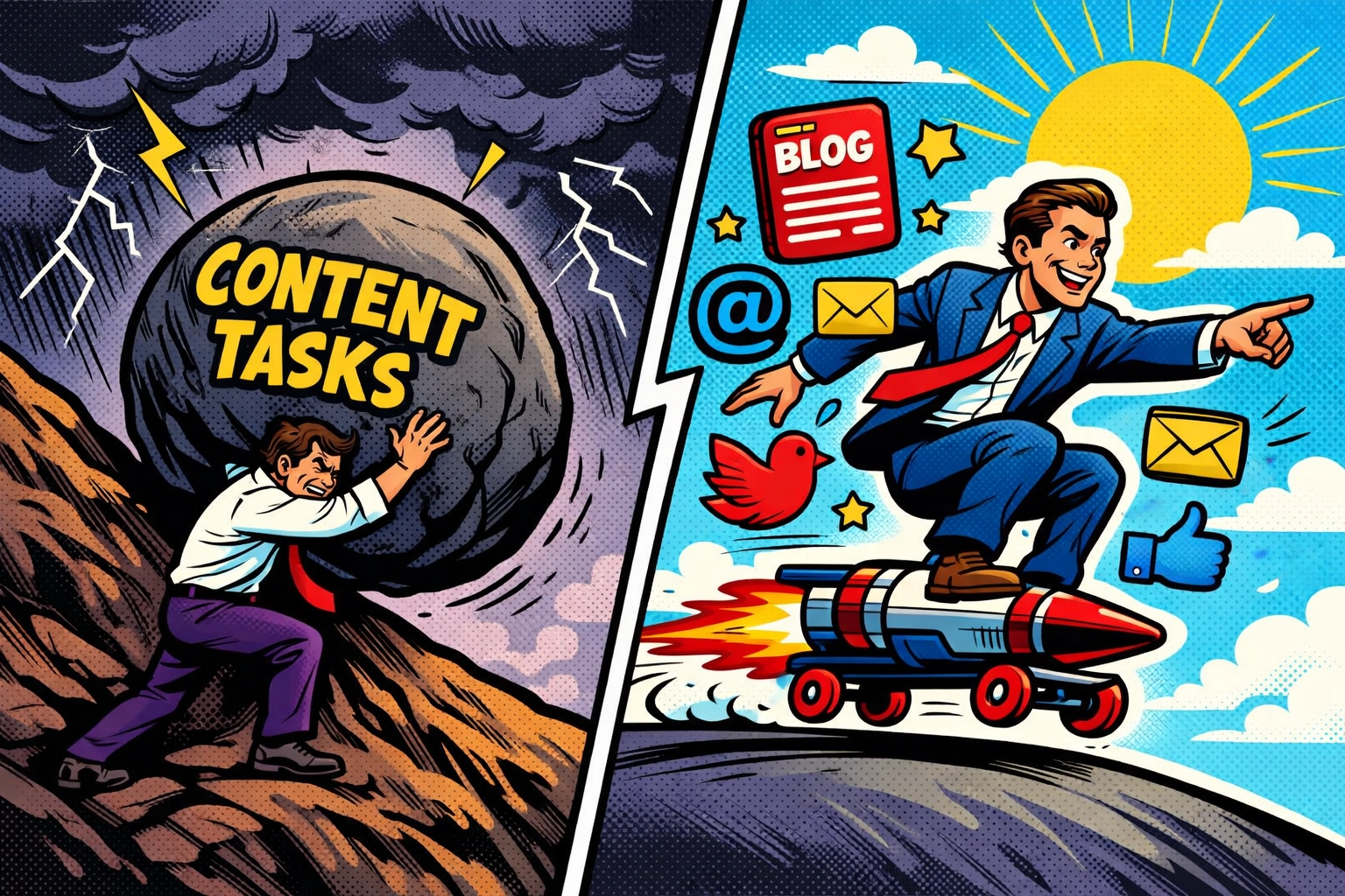 AI business automation helps small business owners create content faster than traditional manual methods