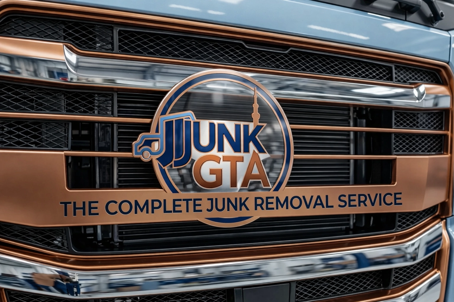 Close-up image of a Junk GTA service truck grill emphasizing professionalism