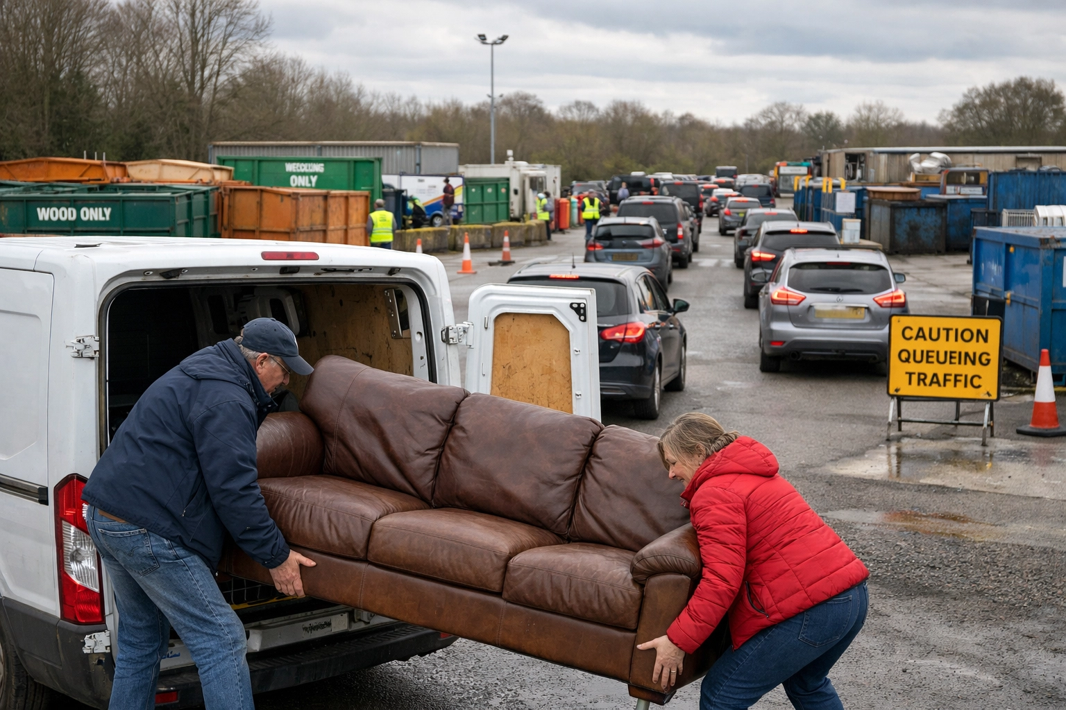 Homeowners struggling to unload sofa at Northamptonshire recycling centre