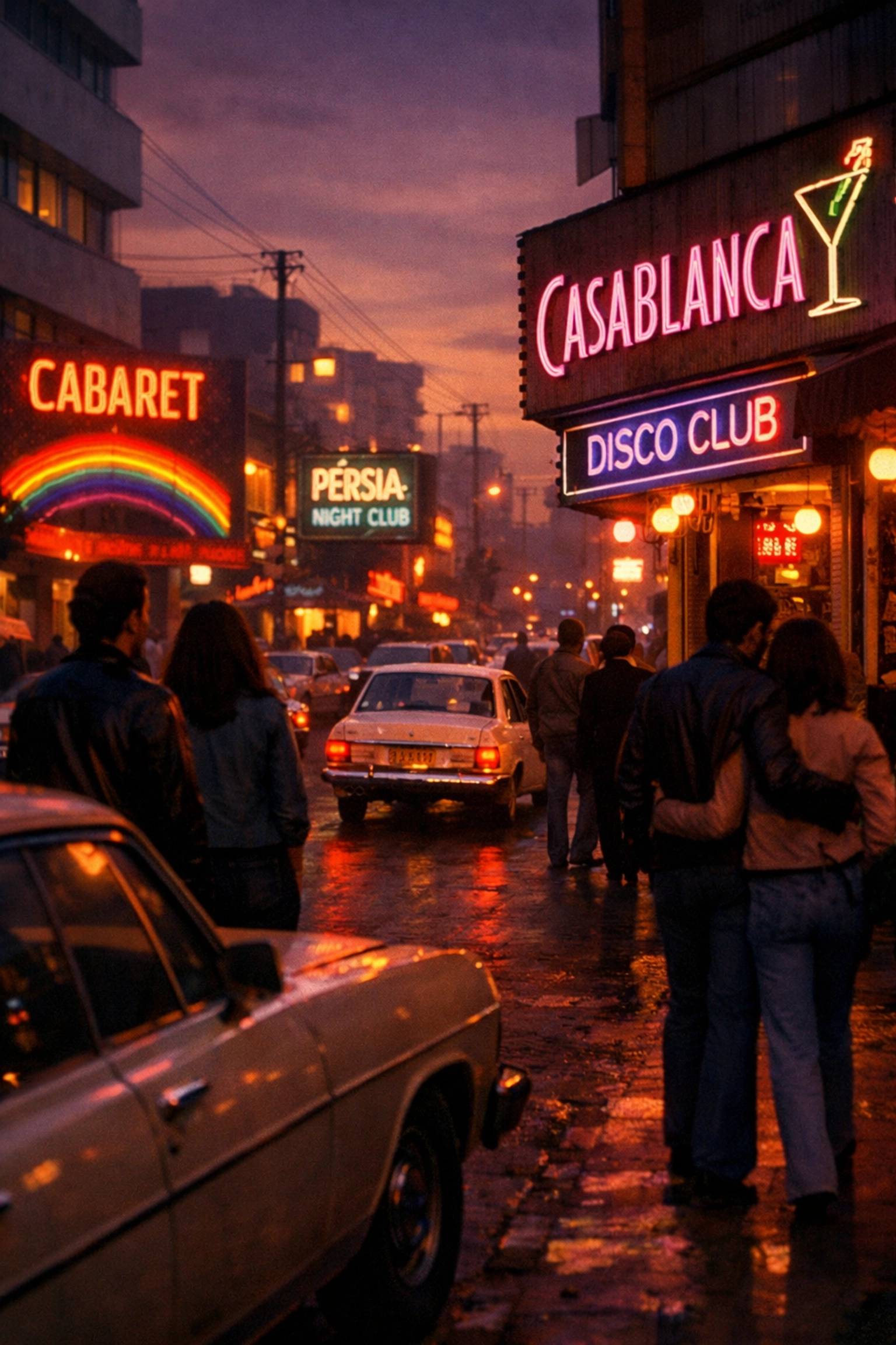 Cosmopolitan Tehran street scene 1970s before Iranian Revolution LGBTQ+ life