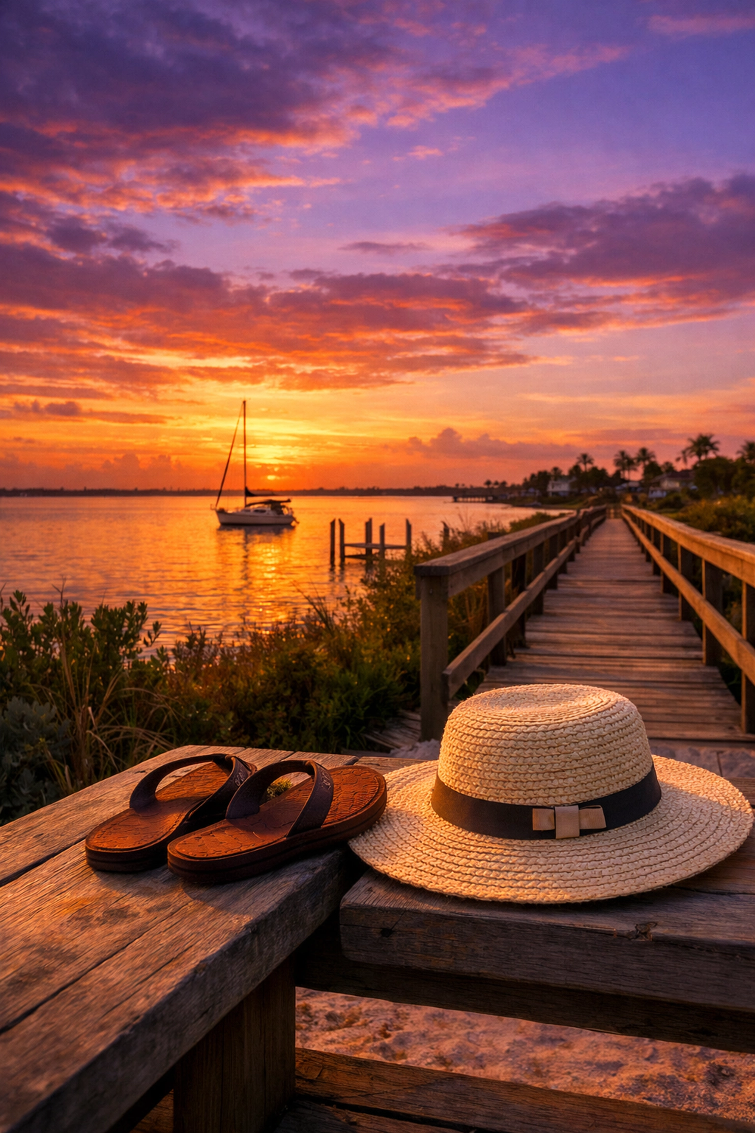 Peaceful Englewood Florida sunset by the bay representing financial security and retirement freedom.