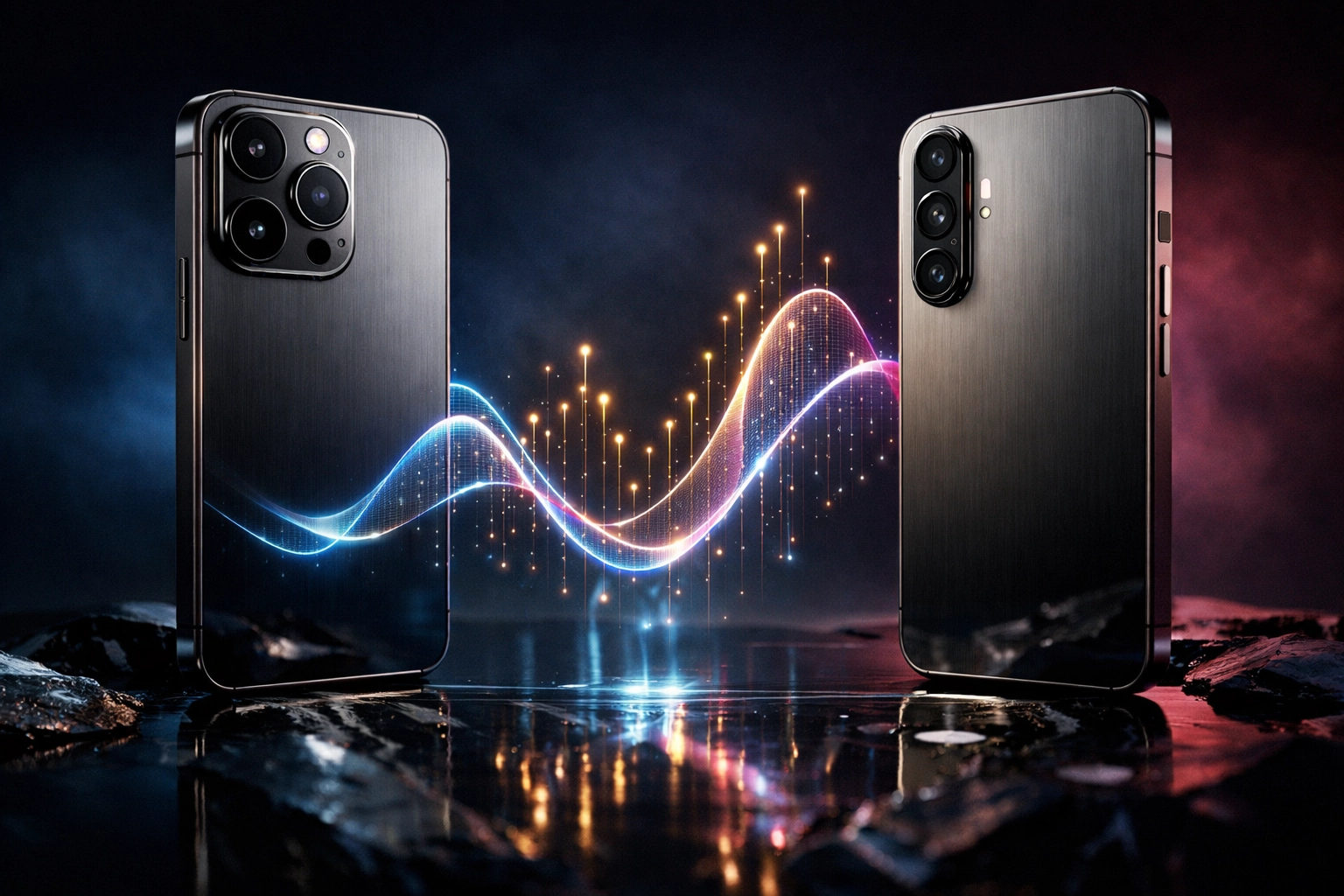 Modern iPhone and Samsung Galaxy phones representing smartphone resale value trends.