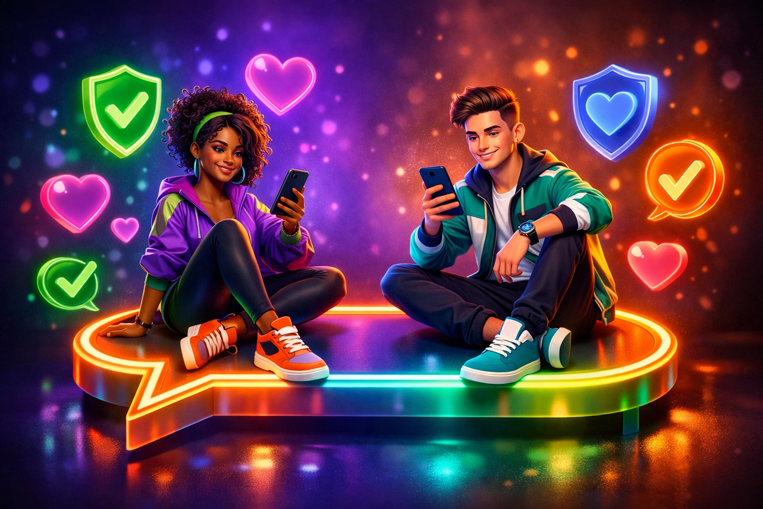 Two people texting about STI testing and sexual health before meeting up