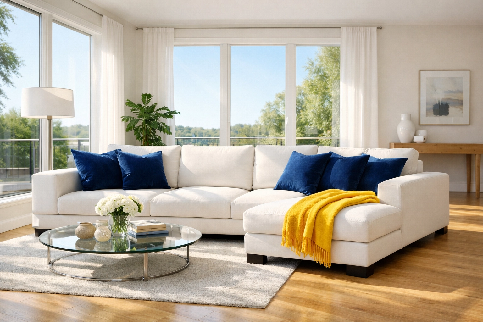 Spotless living room after professional house cleaning in Ashby for better indoor air quality.