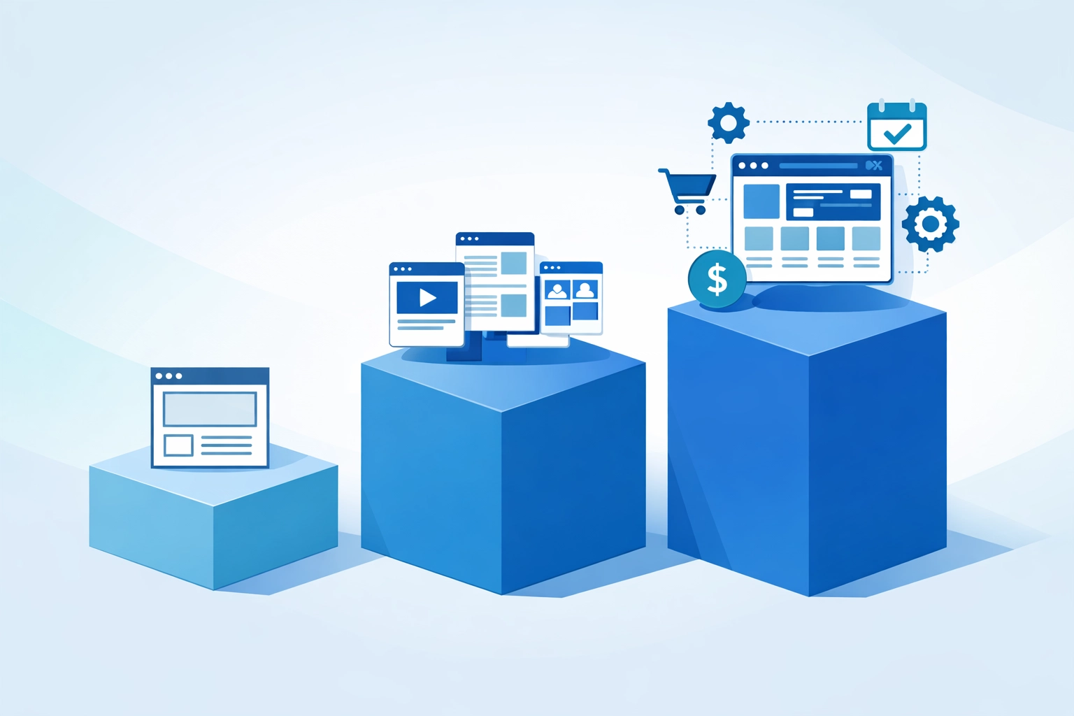 Website pricing tiers showing starter, standard, and growth-focused web design packages