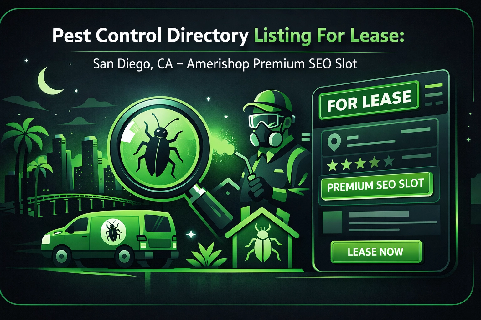 [HERO] Pest Control Directory Listing For Lease: San Diego, CA - Amerishop Premium SEO Slot