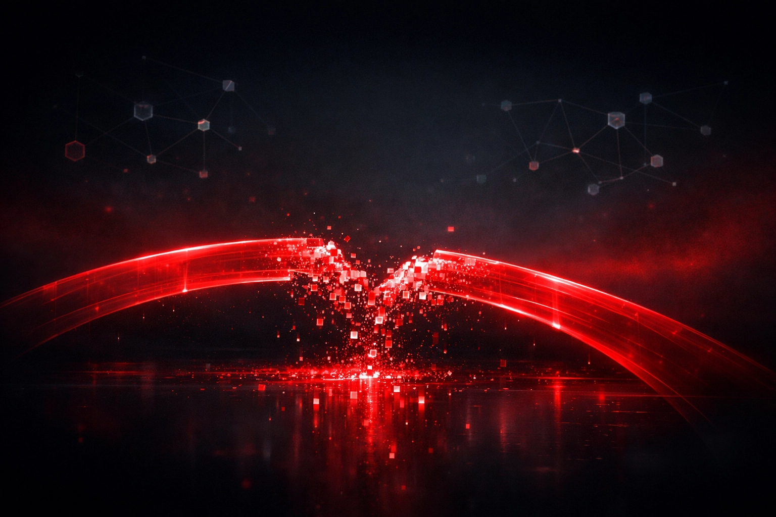 Digital bridge fracturing representing lost customer trust and lead revenue due to generic AI content.