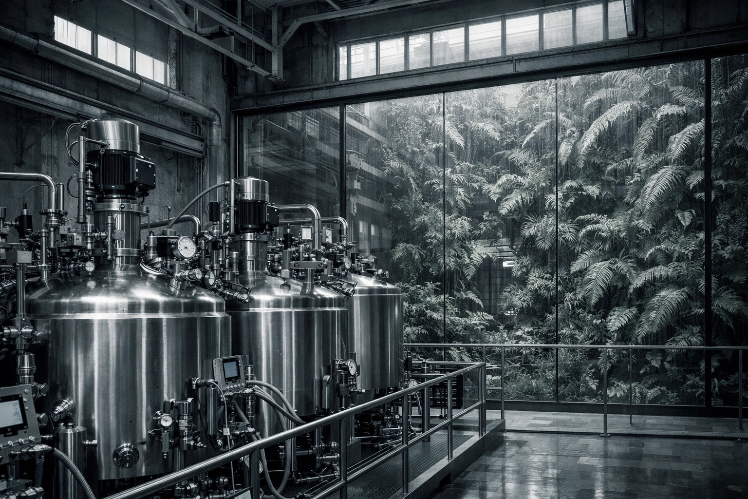 High-tech bioreactor tanks in a Singapore facility producing sustainable Solein protein.