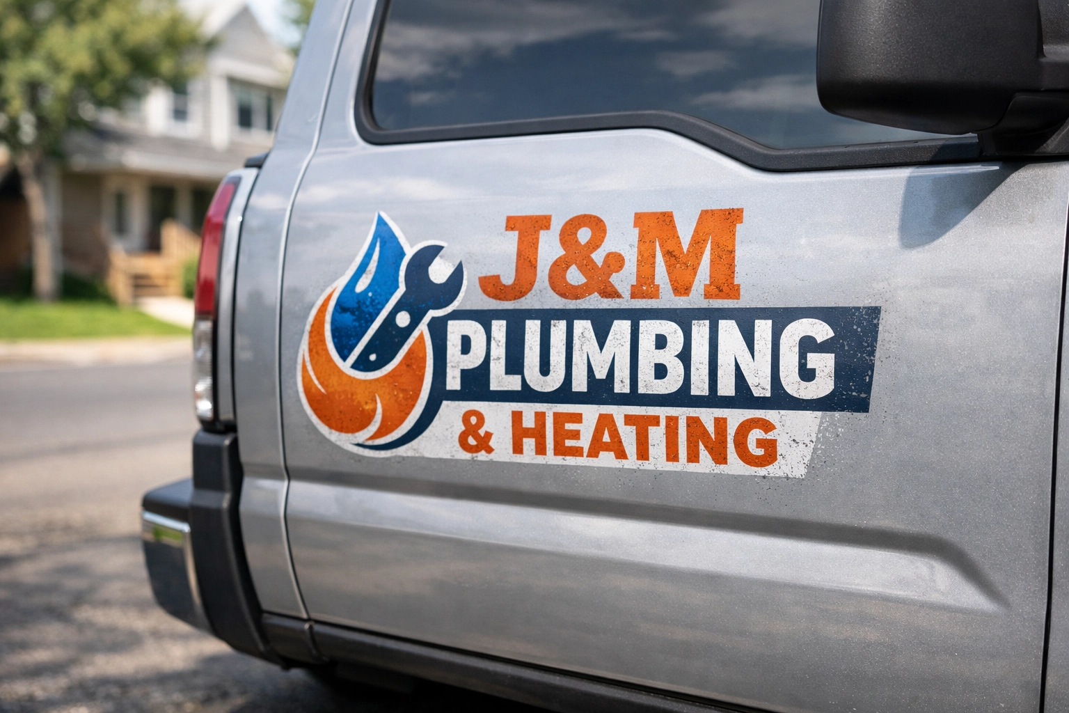 Branded business signage on a service truck to prove business legitimacy to Google.