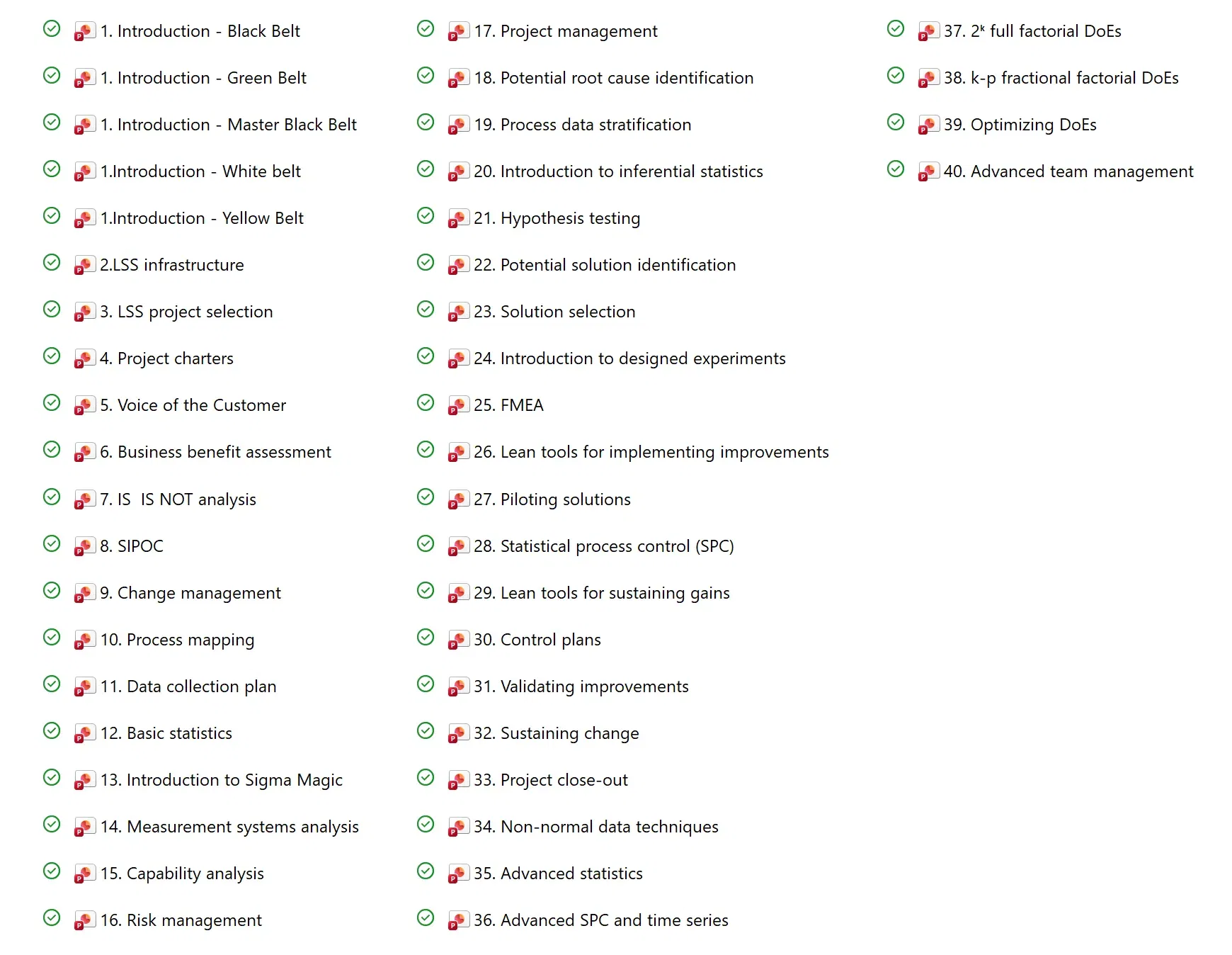Lean Six Sigma Black Belt course curriculum overview
