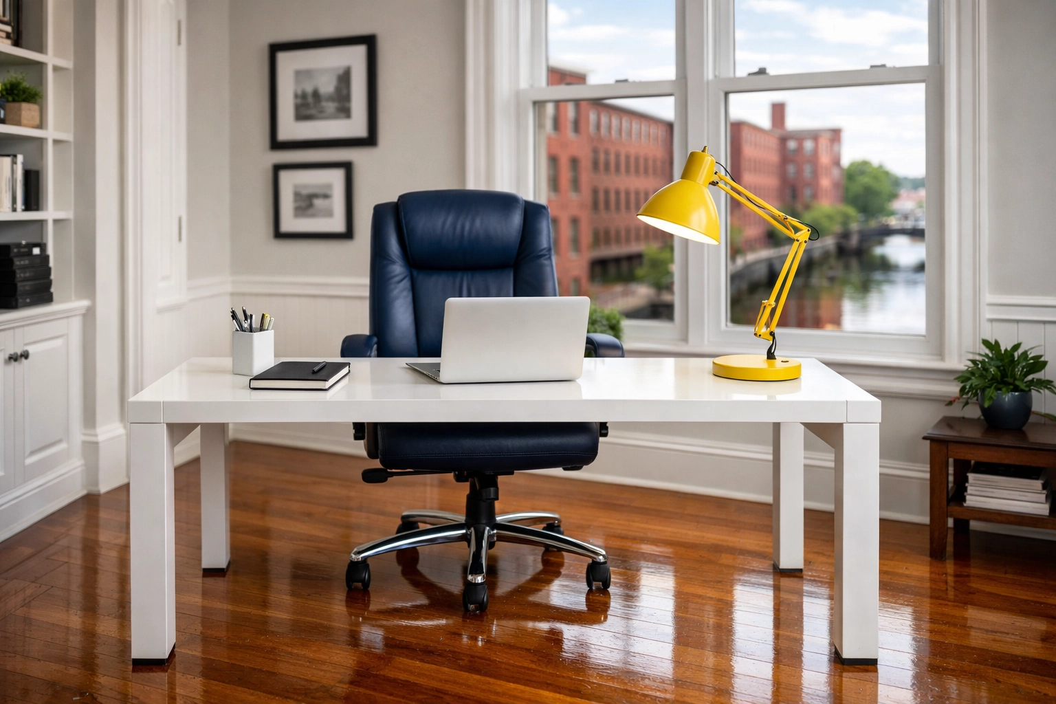 Organized home office in a historic Lowell residence after a professional house cleaning Lowell MA.