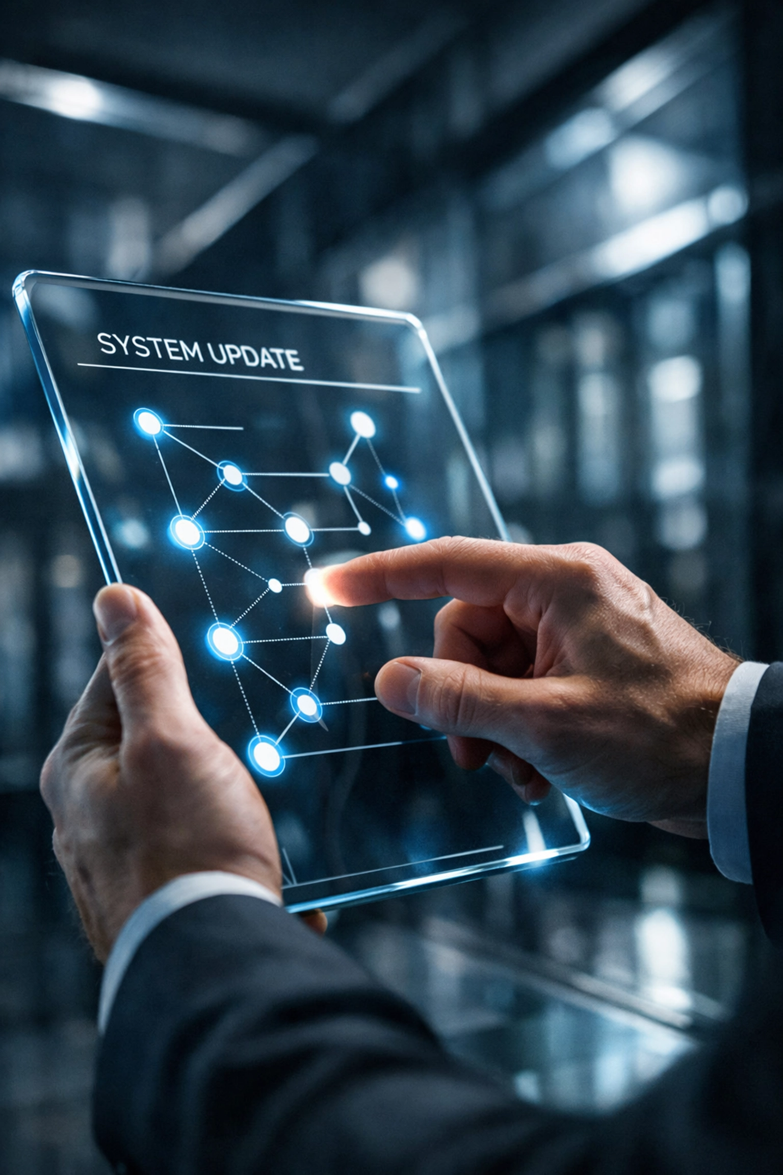 Close-up of a professional managing digital disaster management improvement plans and resilience workflows.
