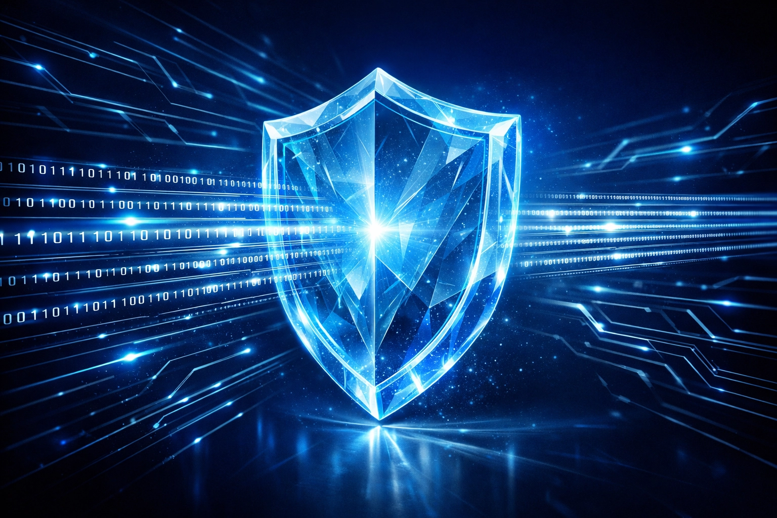 A glowing shield symbolizing secure vendor data verification and IRS backup withholding compliance.