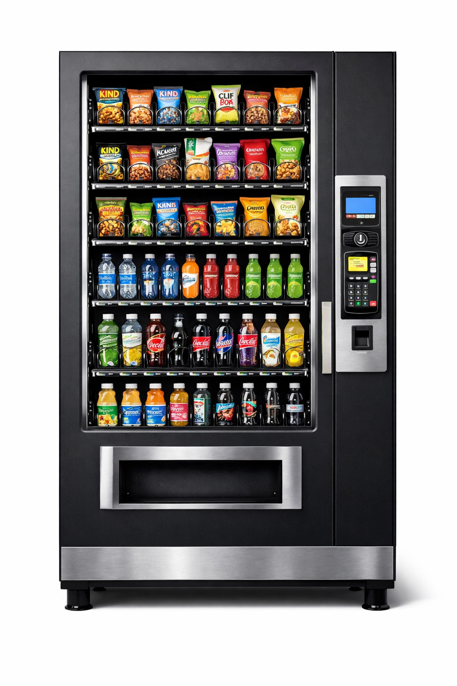 Professional snack and drink combo vending machine with digital payment for school cafeteria services.