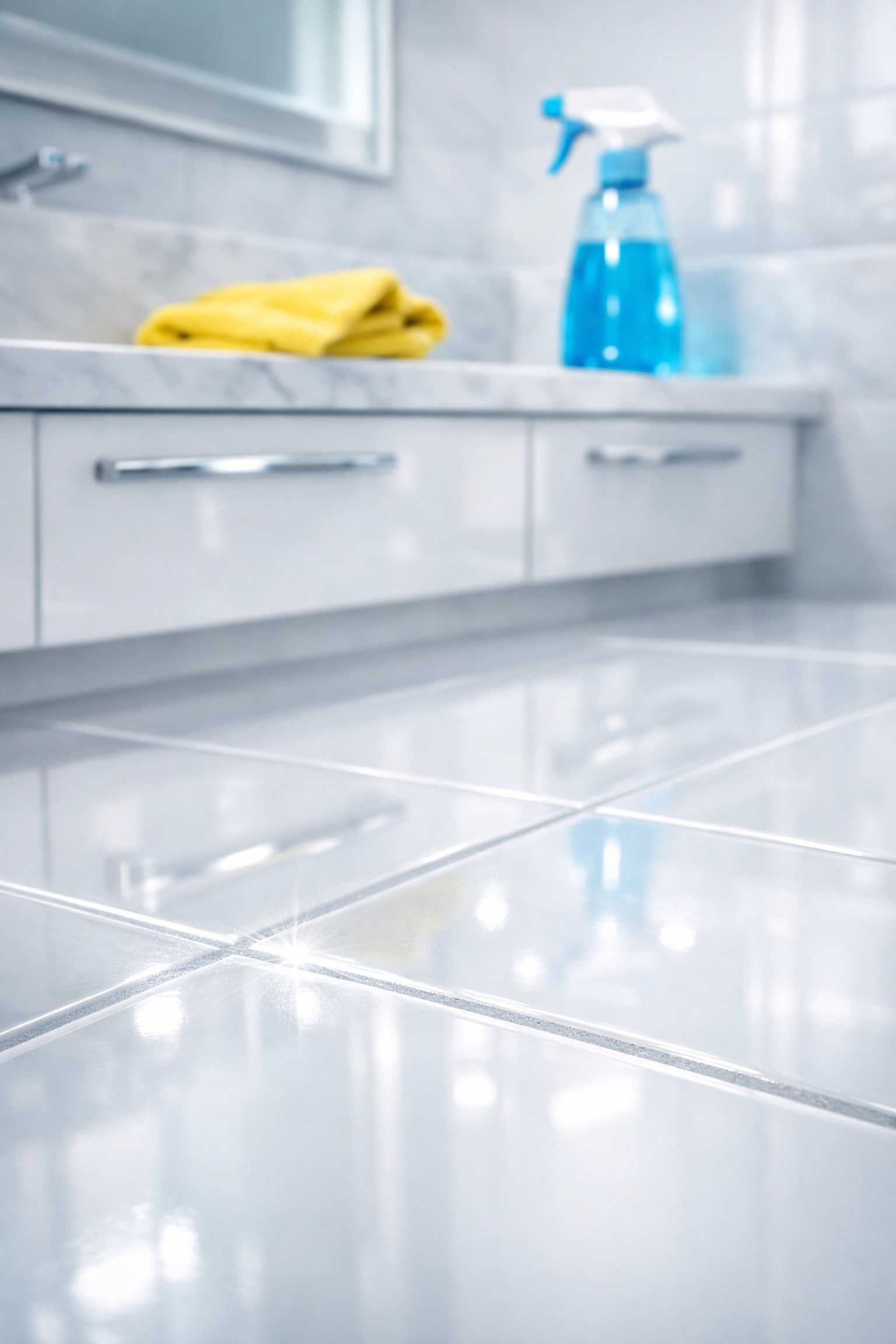Sanitized and sparkling bathroom surfaces following a thorough move-in/move-out cleaning in Lowell.