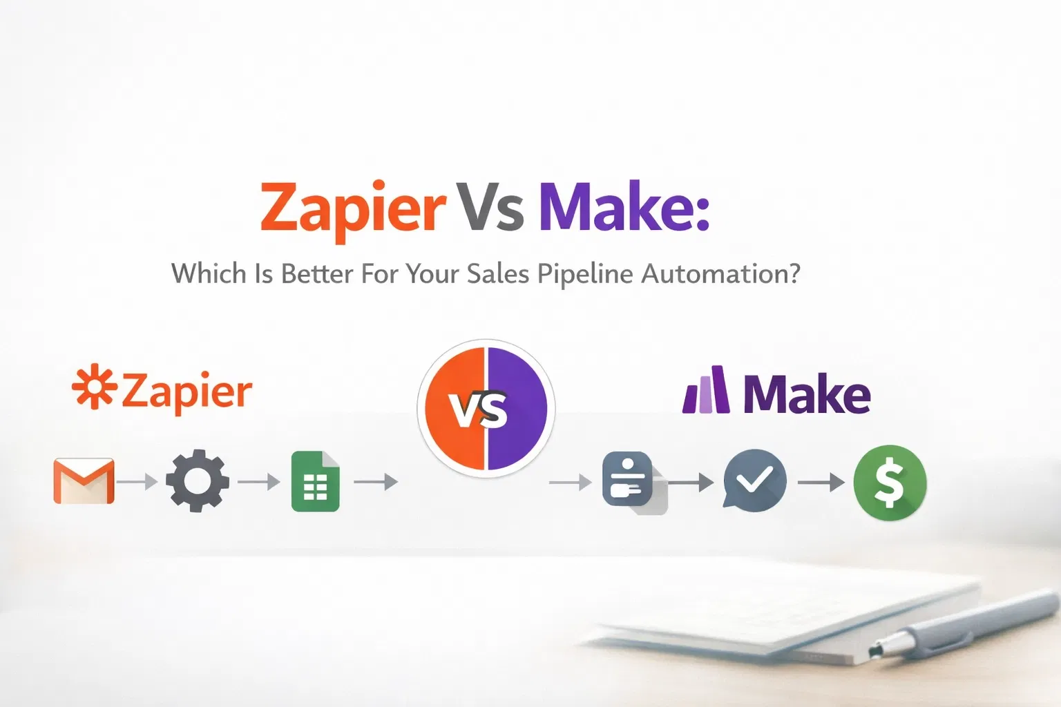 A side-by-side comparison of Zapier and Make for sales pipeline automation