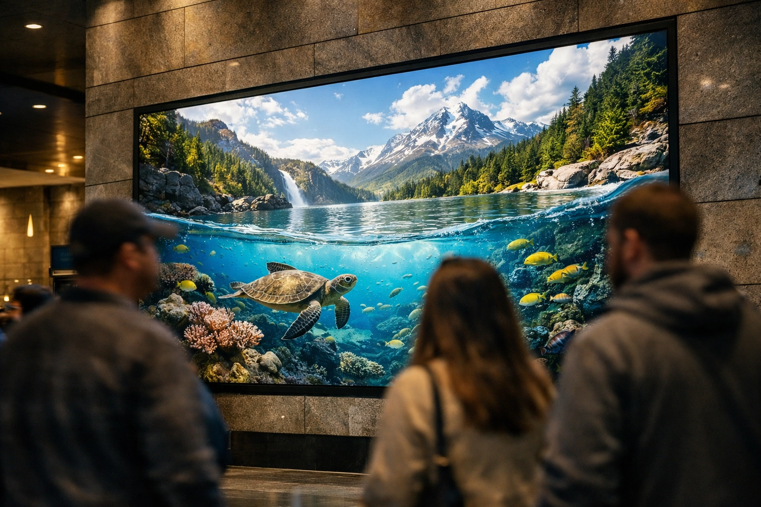 High-definition digital advertising display at a sports venue highlighting Dakdan’s real-world media network.