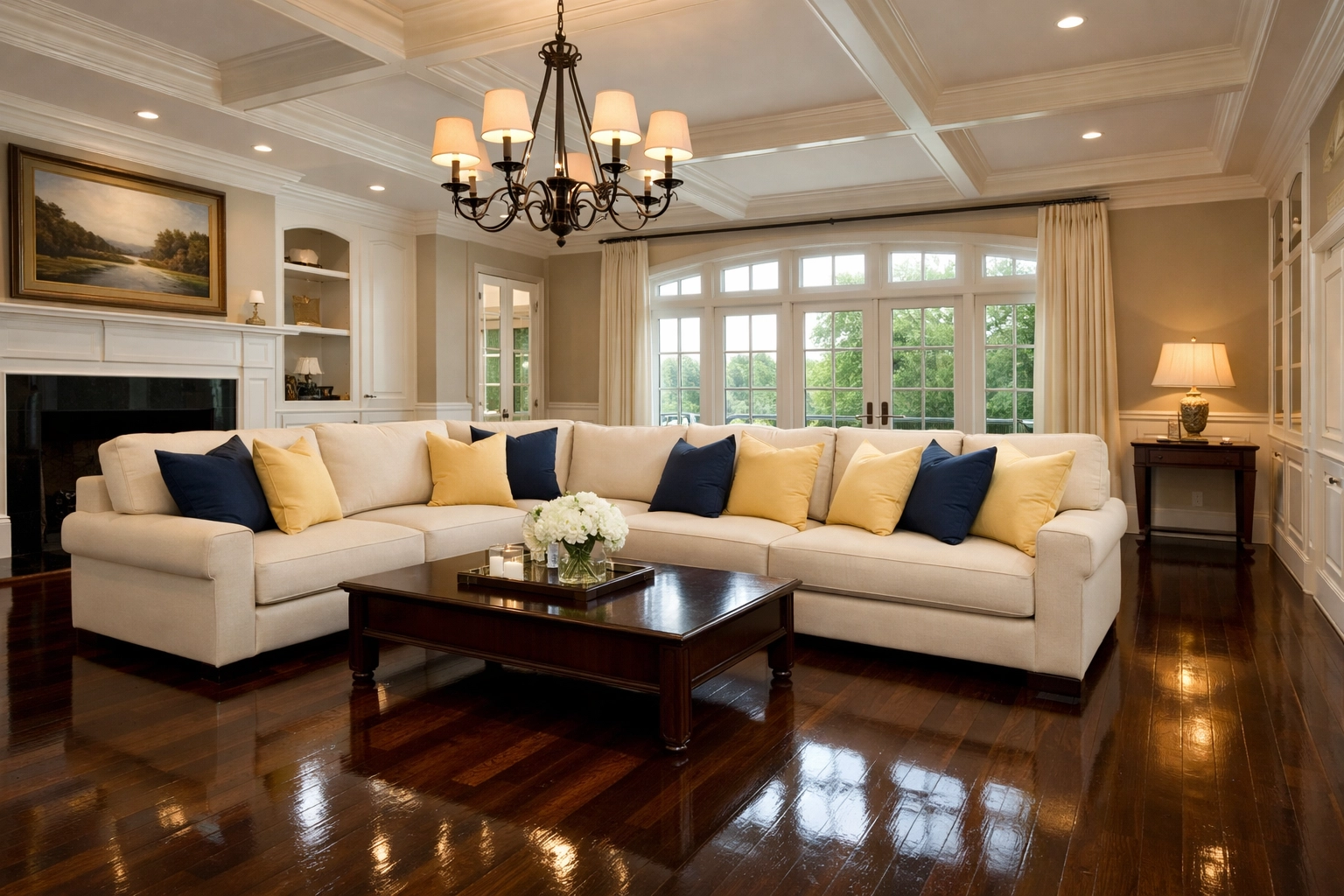 A tidy and spotless Massachusetts living room maintained by professional cleaners in Westford MA.