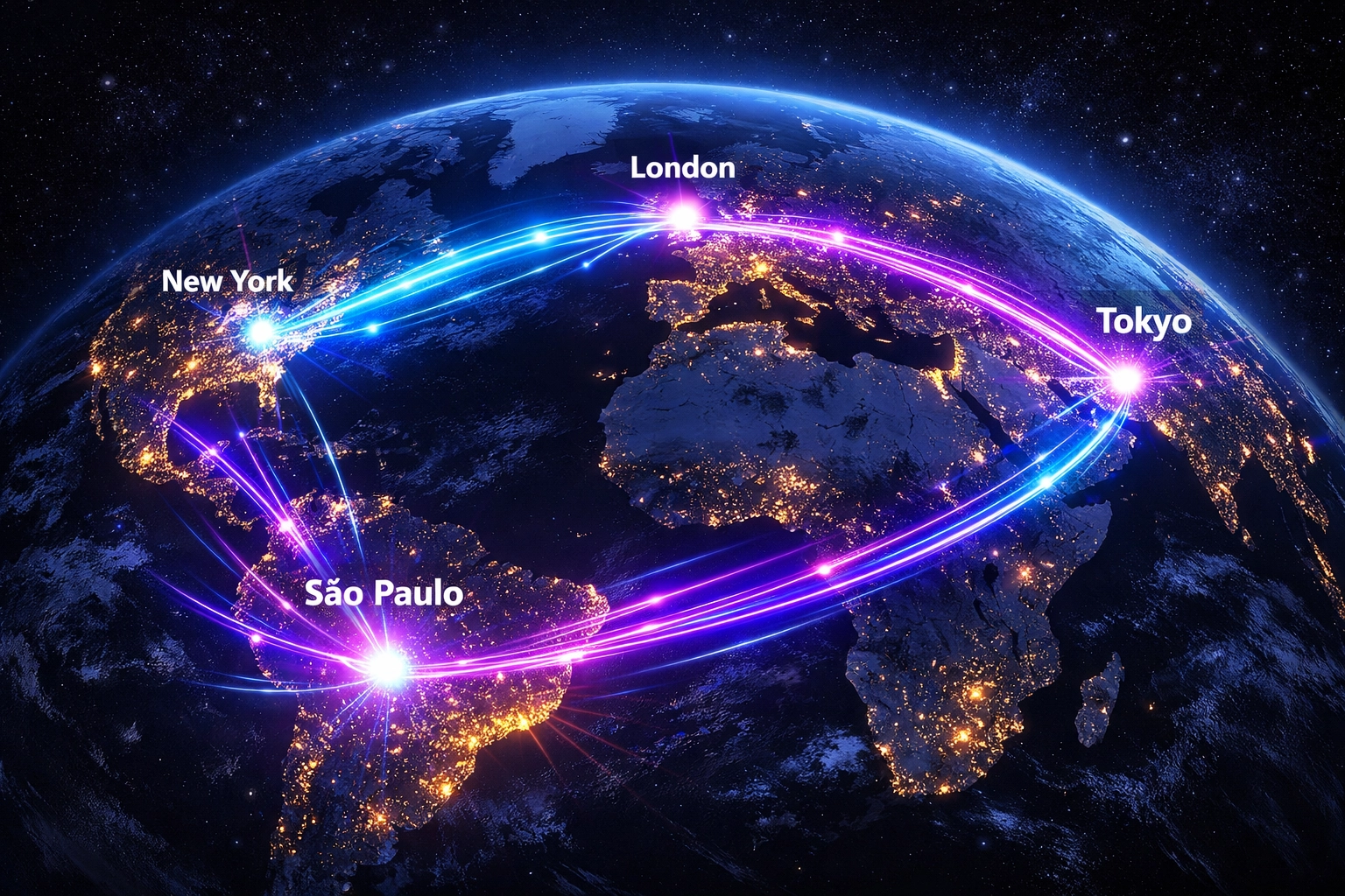 Global instant crypto payment network connecting major cities with fast settlements