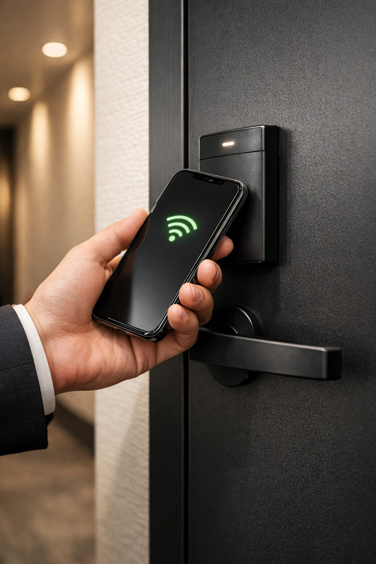 Seamless guest check-in experience using a smartphone key after a modern hotel PMS upgrade.