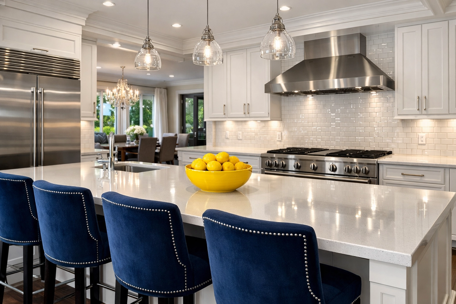 Luxury kitchen with gleaming surfaces showcasing a Ninja-level professional Westborough deep cleaning result.