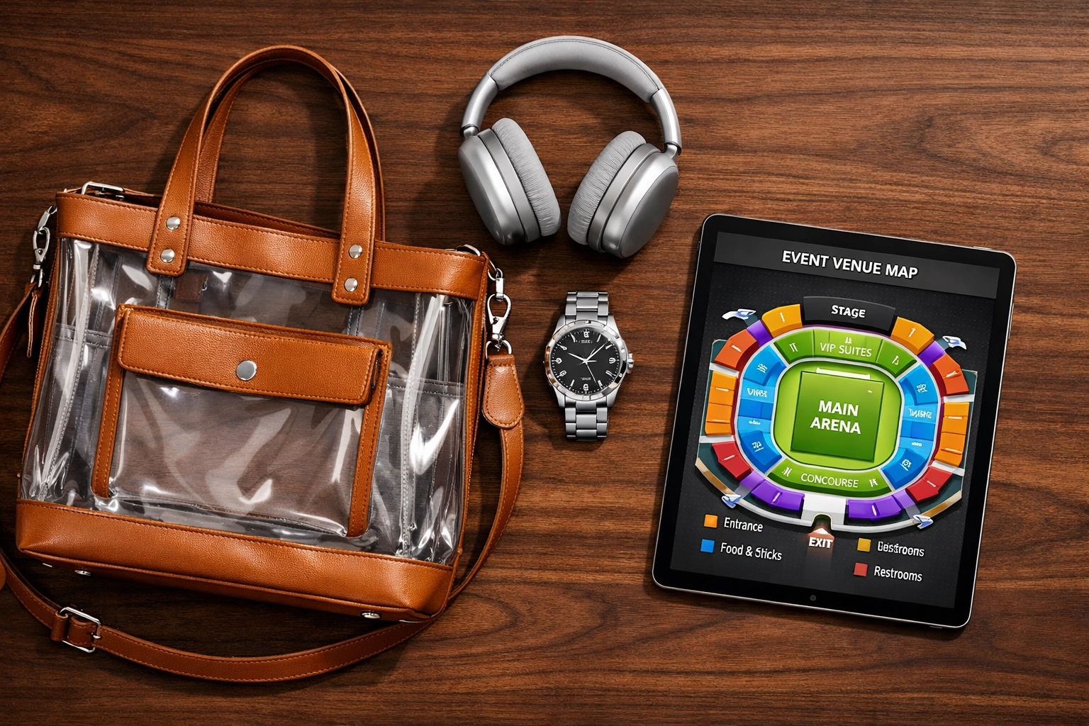 NEWSLETTER: The Ultimate Guide to Super Bowl Executive Comfort: Everything You Need to Succeed Executive travel essentials including a stadium-compliant clear bag and tablet for event logistics.