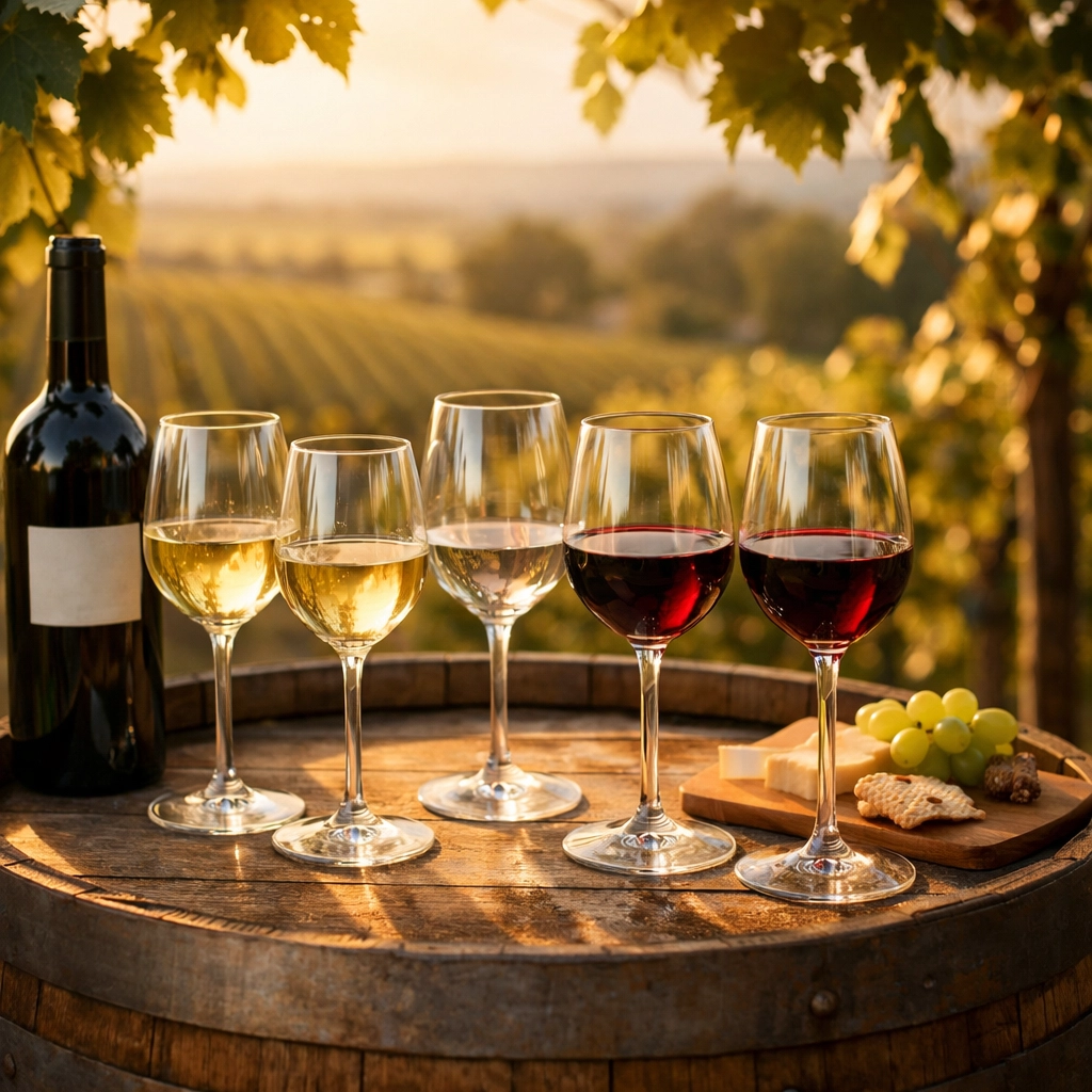 Wine glasses at Niagara vineyard during Ontario wine tour tasting experience