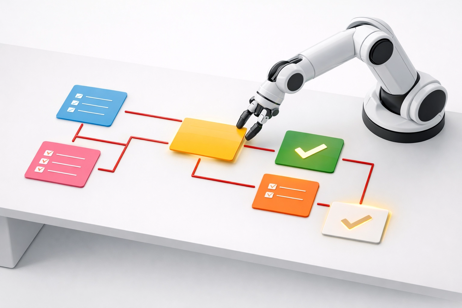 Autonomous AI agent organizing workflow tasks with automated connections