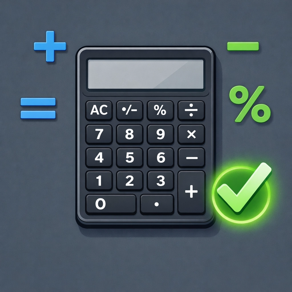 Digital calculator with a green checkmark illustrating accurate tax preparation and math error prevention.
