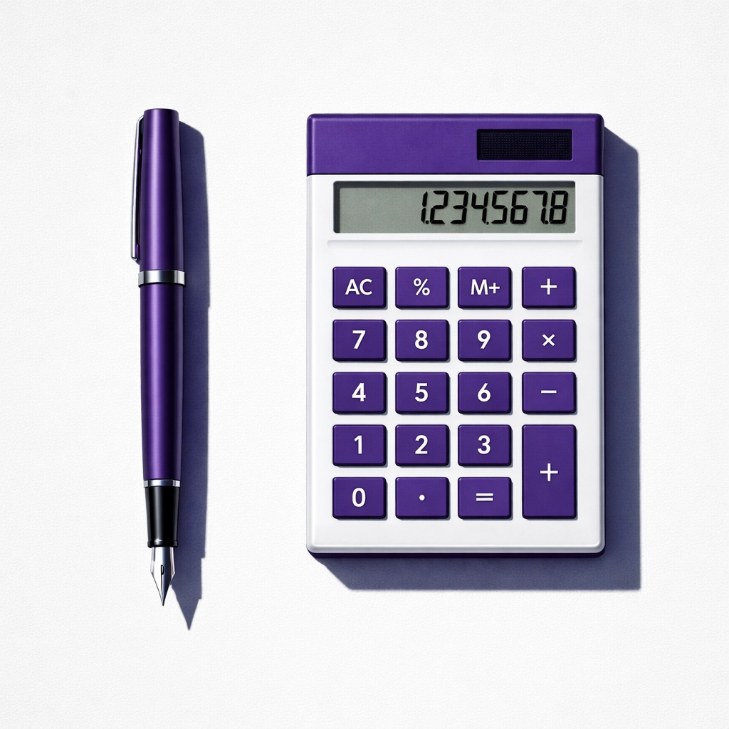 Professional calculator and pen illustrating accurate financial management and bookkeeping services.
